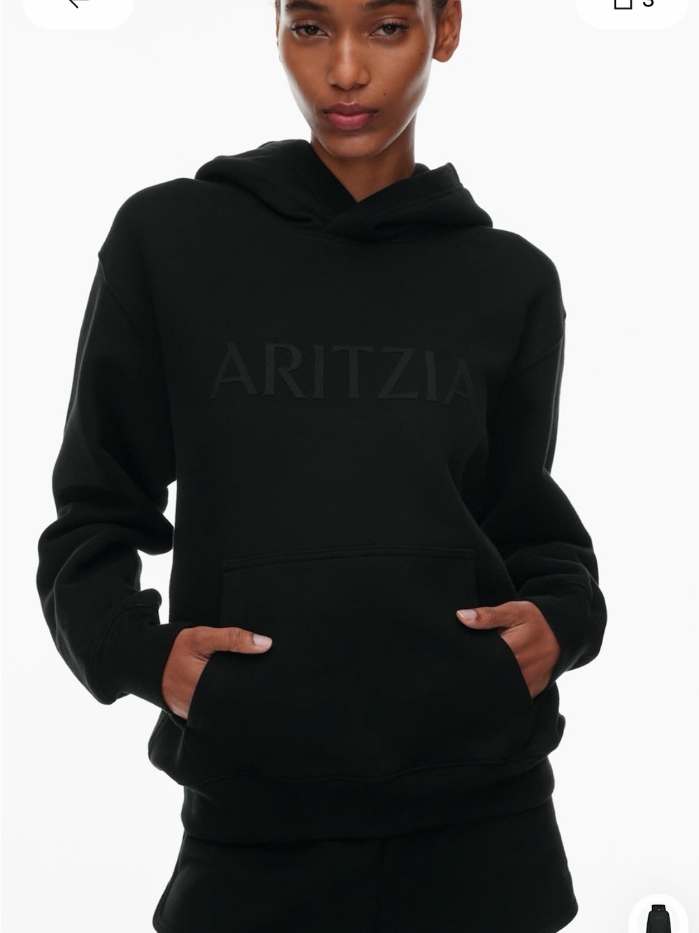 Aritzia logo sweatshirt - soft black size xs/s